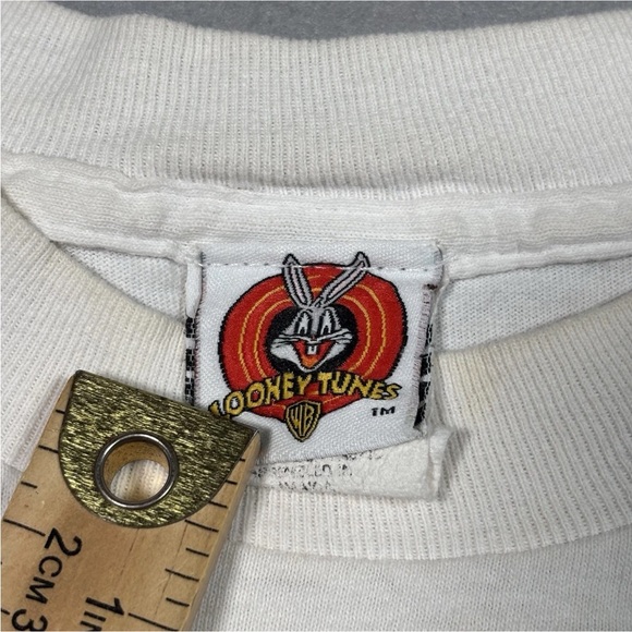 Vintage 1998 Looney Tunes Cropped Shirt Women’s Large White Sylvester And Tweet - Picture 9 of 13